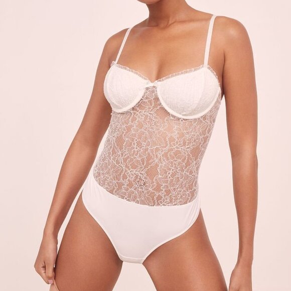 For Love And Lemons Stardust Lace Bodysuit White NEW XL - Picture 2 of 4